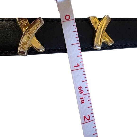 Vintage Paloma Picasso Black Leather Belt Gold \